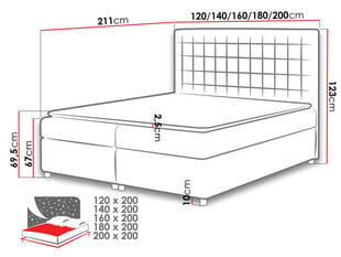 Континентальная кровать ALFI-ekoskóra Soft 017 (белая)-200x200 см цена и информация | Кровати | kaup24.ee