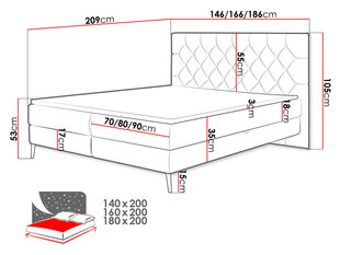 Континентальная кровать POLASI-Manila 02-160x200 см цена и информация | Кровати | kaup24.ee