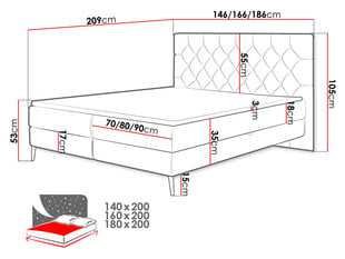 Континентальная кровать POLASI-Manila 06-160x200 см цена и информация | Кровати | kaup24.ee