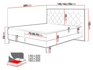 Kontinentaalvoodi POLASI-Manila 37-160x200 cm цена и информация | Кровати | kaup24.ee