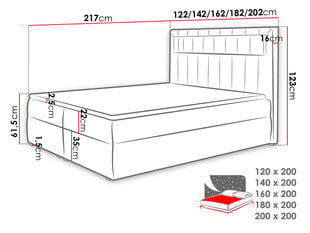 Кровать континентальная RULETKA-ekoskóra Soft 029 (szara)-200x200 см цена и информация | Кровати | kaup24.ee