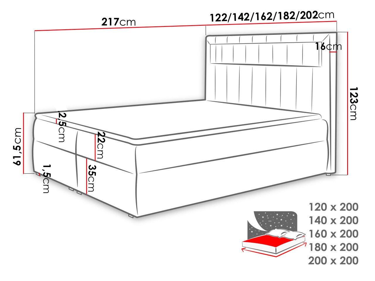 Kontinentaalvoodi RULETKA-Magic Velvet 2217-140x200 cm hind ja info | Voodid | kaup24.ee