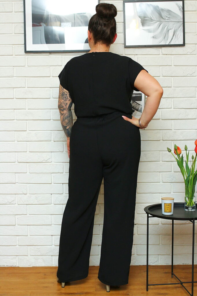Naiste elegantne õhtune jumpsuit V kaelusega Olka, must hind ja info | Naiste pükskostüümid | kaup24.ee