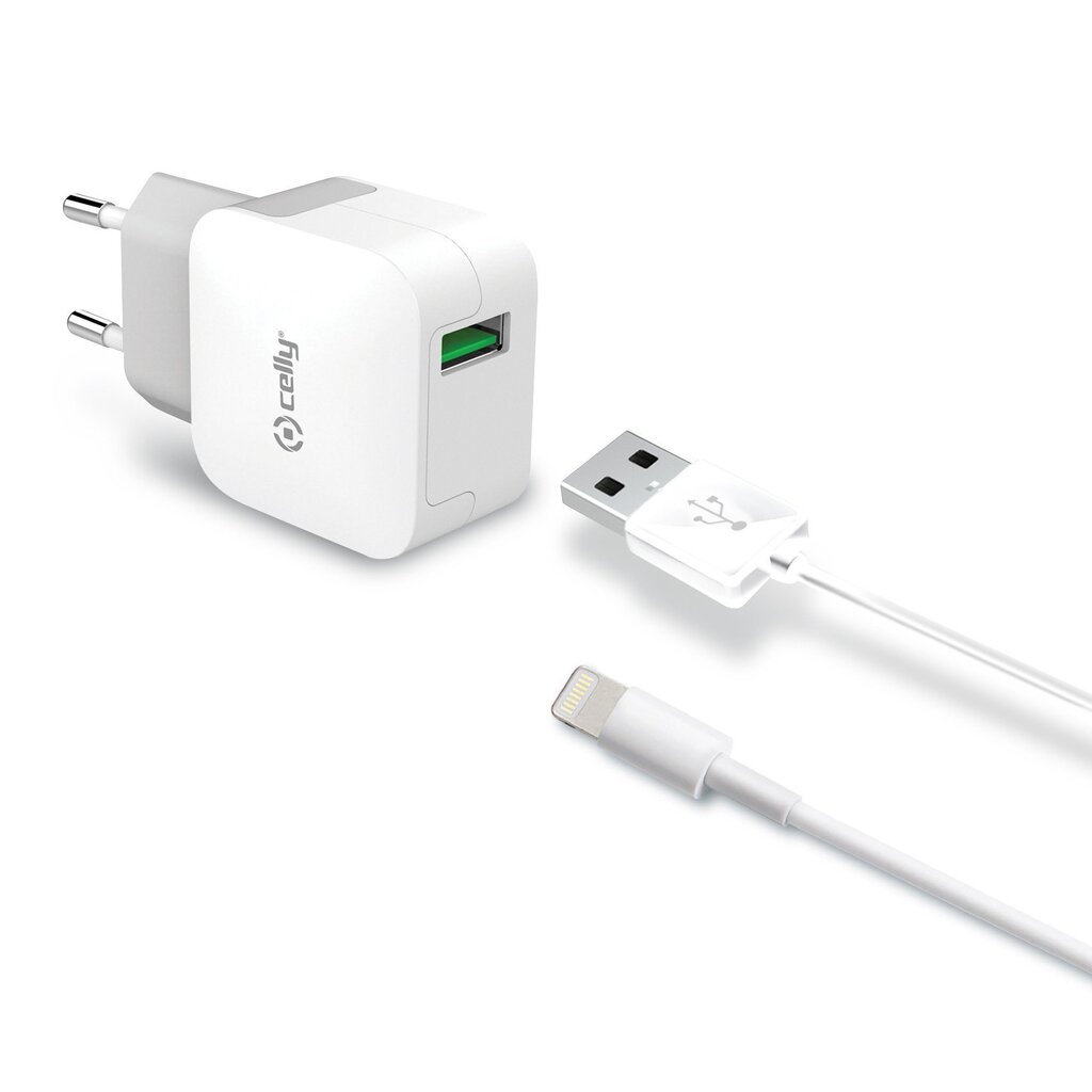 Celly 2,4 A. USB 2.0 Lightning laadija TCUSBLIGHT цена и информация | Mobiiltelefonide laadijad | kaup24.ee