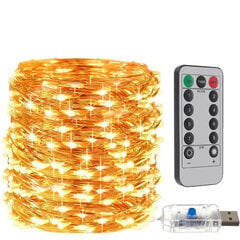 LED jõuluvalgus siseruumides - pikkus - 30m+5m, USB, kaugjuhtimispult, värv - soe valge, E 00017241 hind ja info | Jõulutuled | kaup24.ee