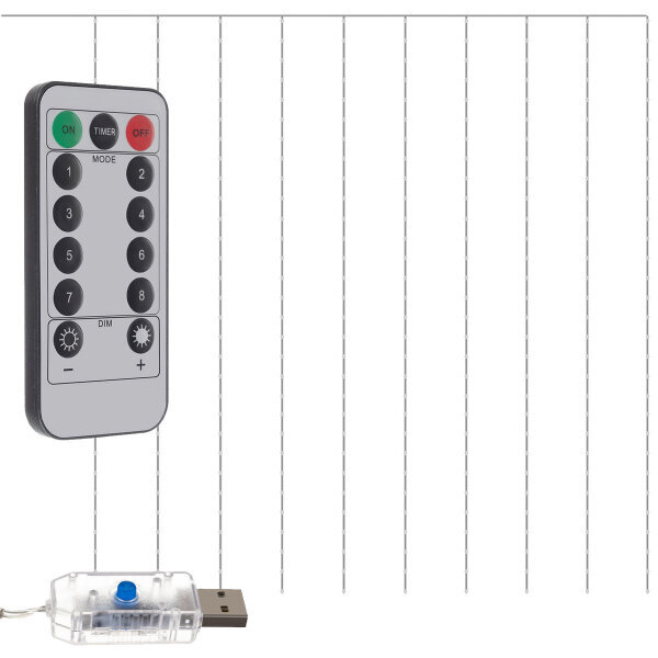 LED jõulutuled - Invisible Metal Wire, 3x3m, mitmevärviline, kaugjuhtimispult, USB, E 00017218 hind ja info | Jõulutuled | kaup24.ee