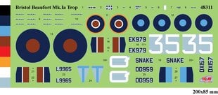 Liimitav mudel ICM 48311 Bristol Beaufort Mk.IA with tropical filter 1/48 цена и информация | Склеиваемые модели | kaup24.ee