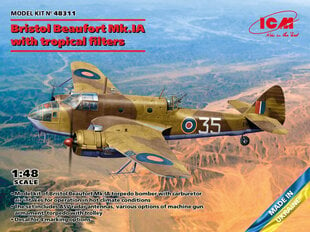 Liimitav mudel ICM 48311 Bristol Beaufort Mk.IA with tropical filter 1/48 цена и информация | Склеиваемые модели | kaup24.ee