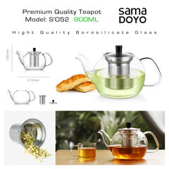 Klaas teekann roostevabast terasest filtriga, S'052, Premium klass, Premium Quality Teapot, 900 ml hind ja info | Klaasid, tassid ja kannud | kaup24.ee