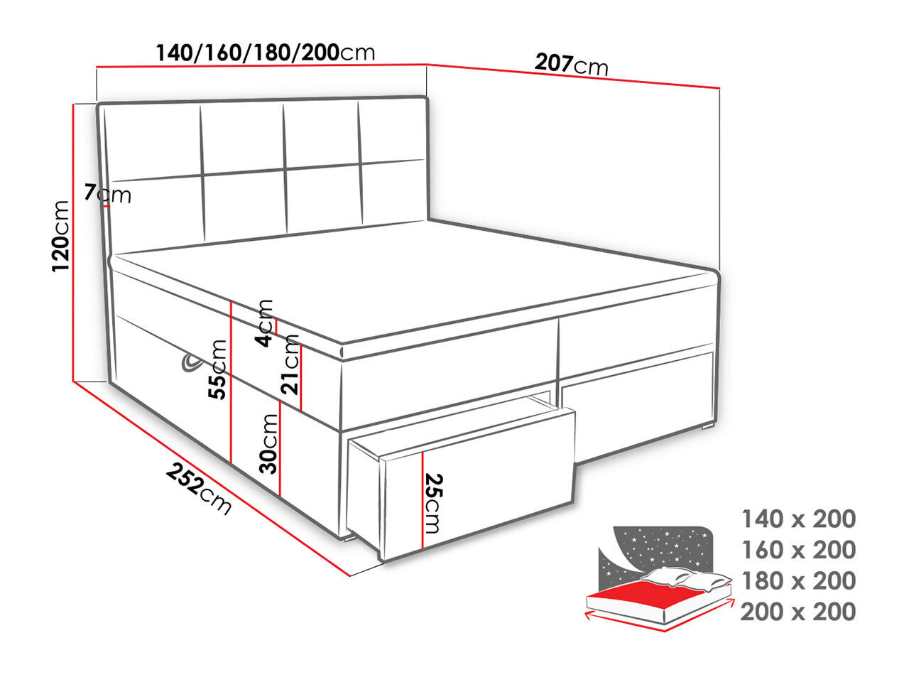 Kontinentaalvoodi HUDSON LUX 2-ekoskóra Soft 011 (czarna)-180x200 cm цена и информация | Voodid | kaup24.ee