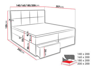 Континентальная кровать HUDSON LUX 2-Egg 14-160x200 см цена и информация | Кровати | kaup24.ee