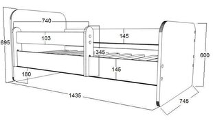 Детская кровать с матрасом и съемным барьером Ami 25, 140x70 см цена и информация | Детские кровати | kaup24.ee