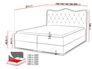 Континентальная кровать MEDRINS-ekoskóra Soft 017 (белая)-200x200 см цена и информация | Кровати | kaup24.ee