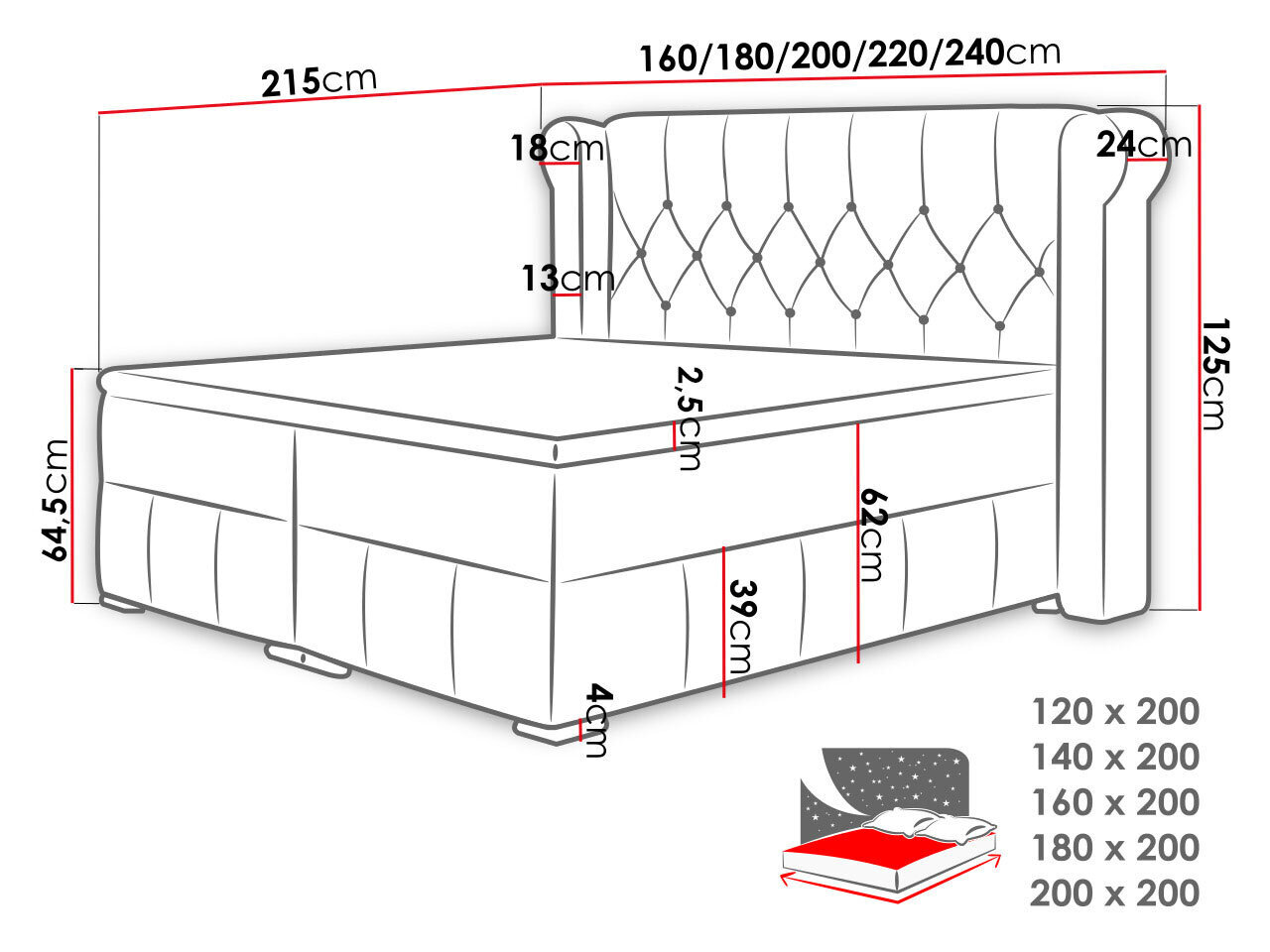 Kontinentaalvoodi PIURET-Magic Velvet 2201-120x200 cm hind ja info | Voodid | kaup24.ee