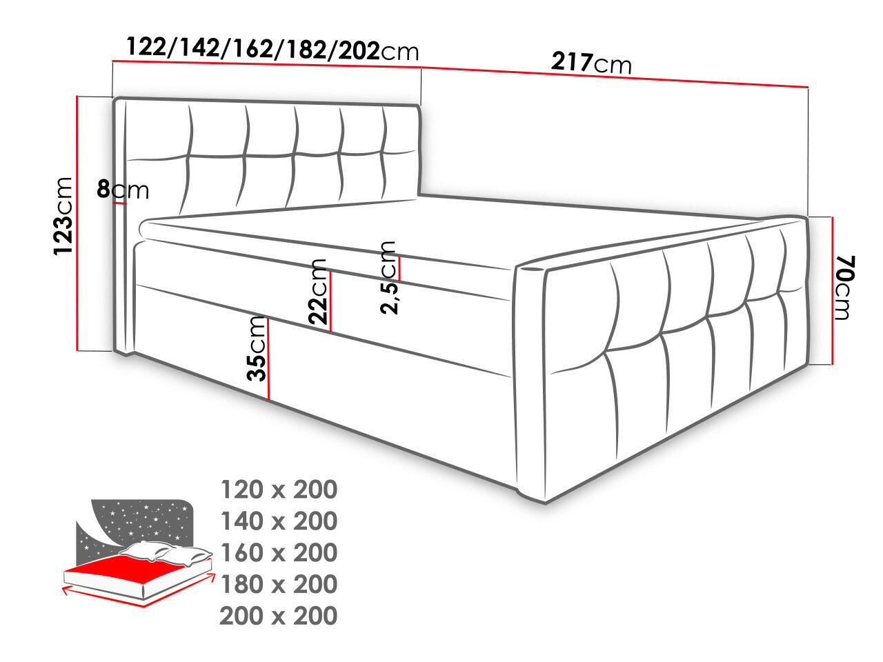 Kontinentaalvoodi LARNAKA-ekoskóra Soft 010-160x200 cm hind ja info | Voodid | kaup24.ee