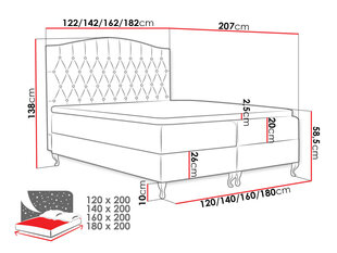 Kontinentaalvoodi ADHELINA-Kronos 02-140x200 cm цена и информация | Кровати | kaup24.ee