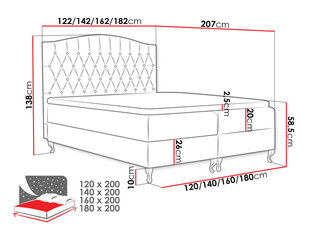 Кровать-континентальная ADHELINA-Kronos 07 (ткань)-160x200 см цена и информация | Кровати | kaup24.ee