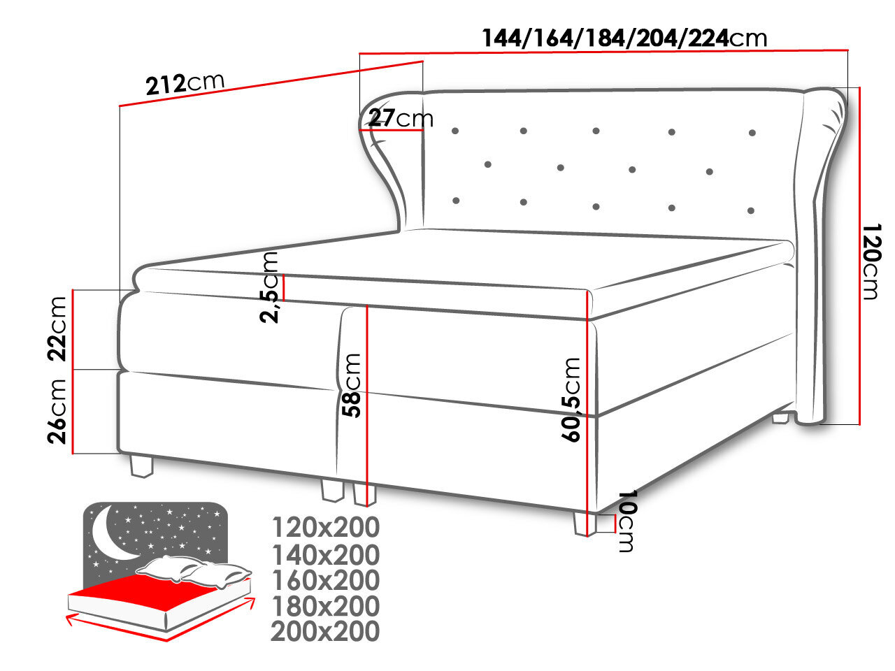 Kontinentaalvoodi BRID-Prestige 2771-120x200 cm hind ja info | Voodid | kaup24.ee