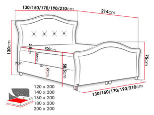 Kontinentaalvoodi MASALA LUX-Velluto 12-160x200 cm hind ja info | Voodid | kaup24.ee