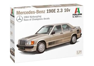 MERCEDES BENZ 190E 2.3 16v ITALERI 1:24 3624 цена и информация | Коллекционные модели автомобилей | kaup24.ee