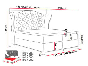 Континентальная кровать LIMPOPO-Kronos 07 (ткань)-120x200 см цена и информация | Кровати | kaup24.ee