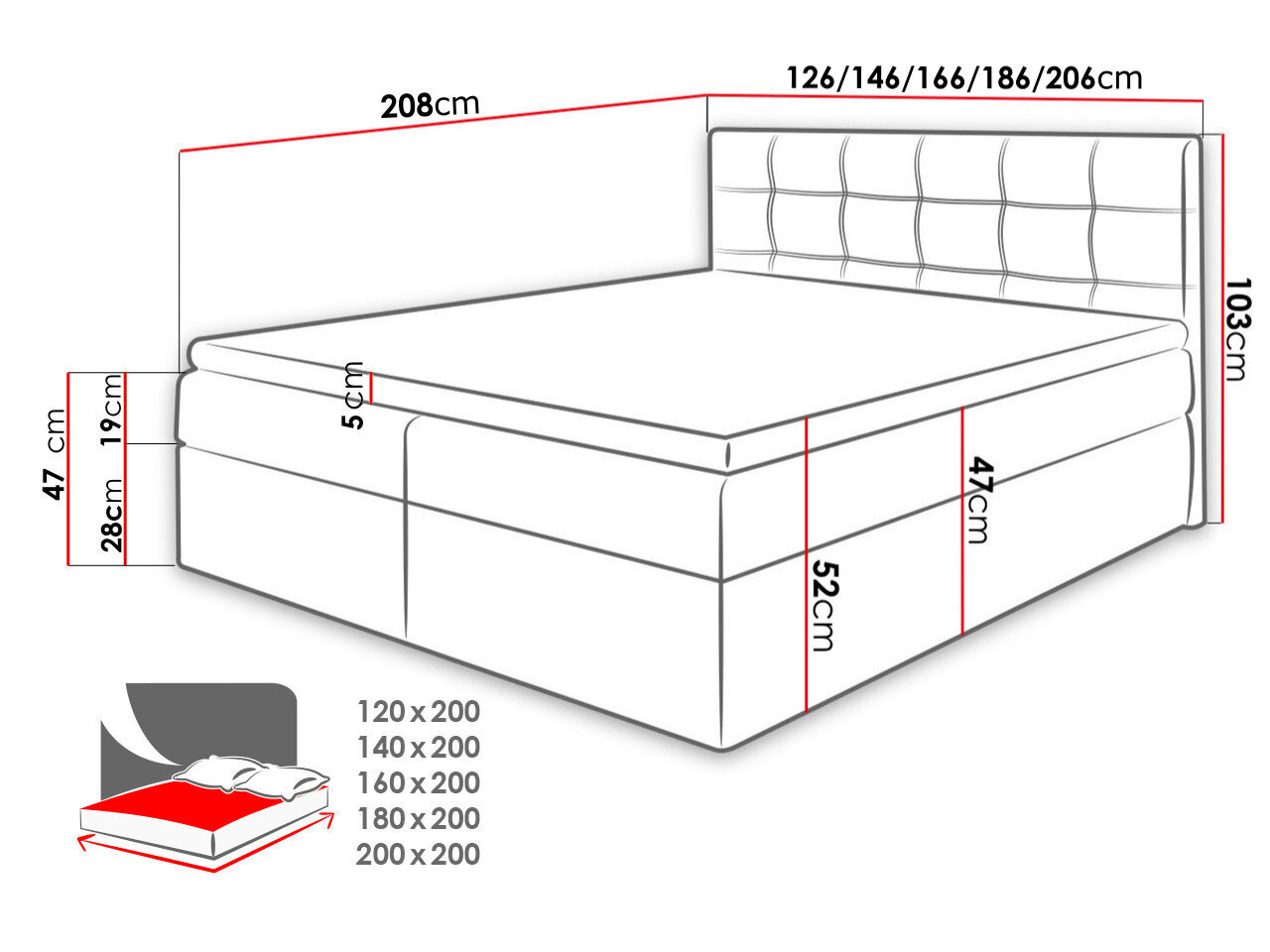 Kontinentaalvoodi TOP 1-Muna 19-140x200 cm hind ja info | Voodid | kaup24.ee