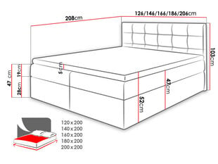 Kontinentaalvoodi TOP 1-Muna 19-160x200 cm цена и информация | Кровати | kaup24.ee