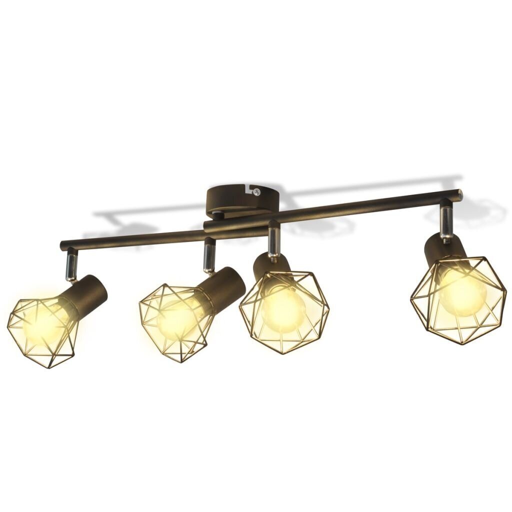 Tööstuslikus stiilis laelamp nelja LED-pirniga, must hind ja info | Laelambid | kaup24.ee