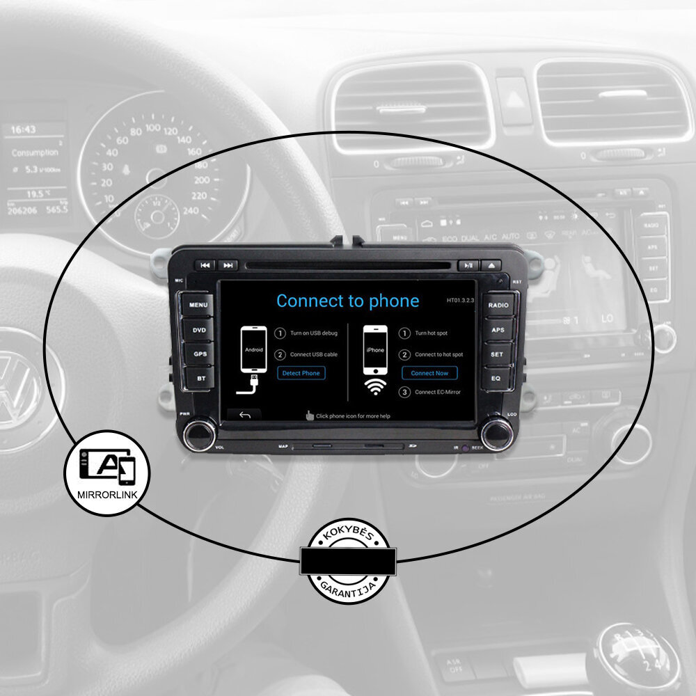 Volkswagen Skoda Seat universaal Android multimeedia 2003-13 Stereo GPS/WIFI/Bluetooth цена и информация | Autoraadiod, multimeedia | kaup24.ee