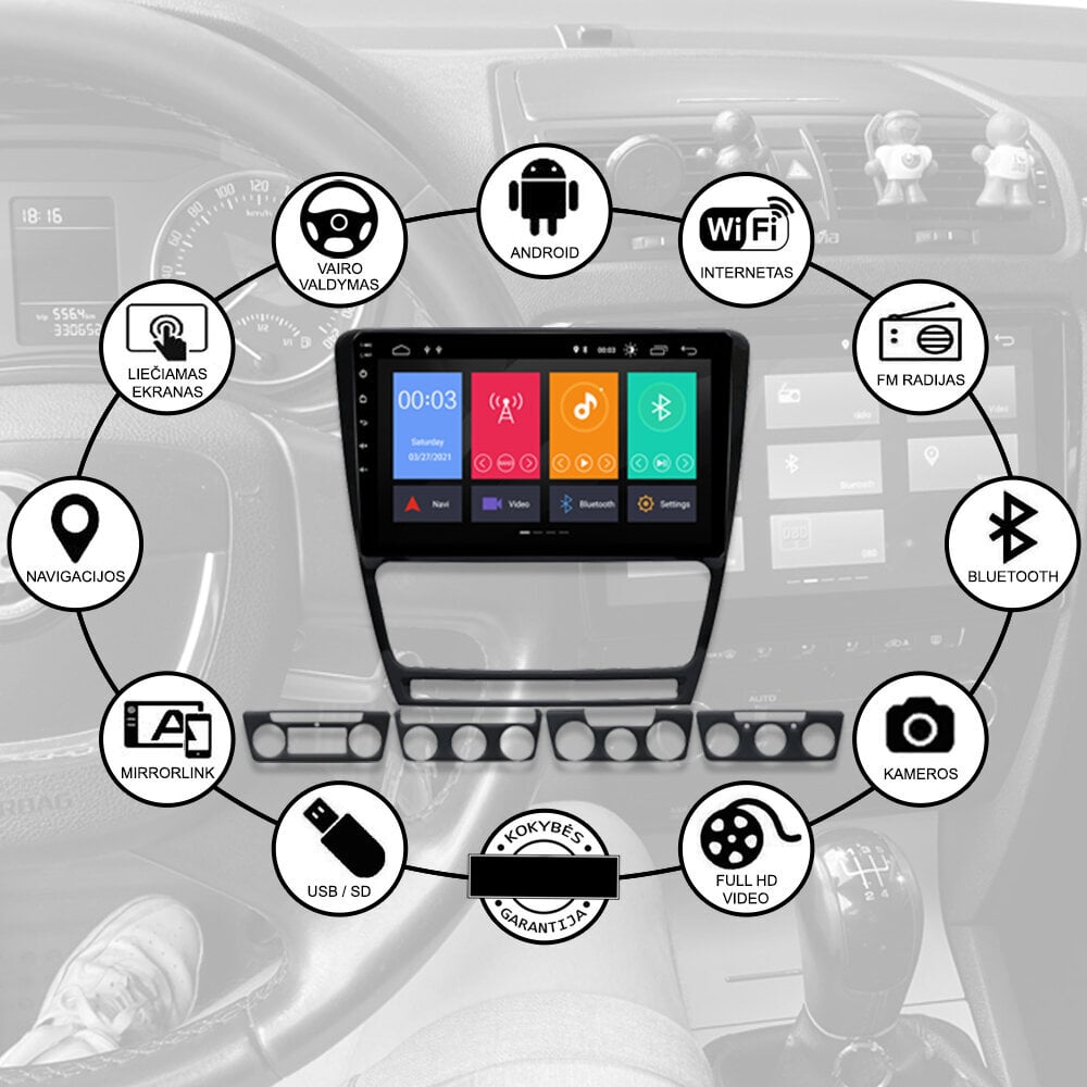 Skoda Octavia 2006-13 Android multimeedia tahvelarvuti 9-tolline autoraadio GPS/Wifi/Bluetooth hind ja info | Autoraadiod, multimeedia | kaup24.ee