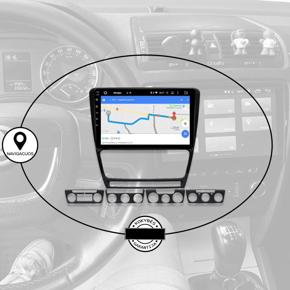 Skoda Octavia 2006-13 Android multimeedia tahvelarvuti 9-tolline autoraadio GPS/Wifi/Bluetooth цена и информация | Autoraadiod, multimeedia | kaup24.ee