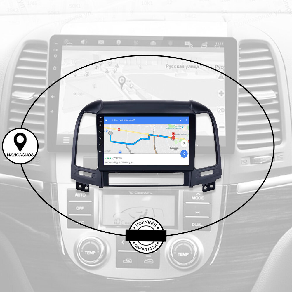 Hyundai Santa FE 2005-12 Android multimeedia tahvelarvuti tüüpi 9-tolline autostereo USB/WiFi/GPS/Bluetooth цена и информация | Autoraadiod, multimeedia | kaup24.ee