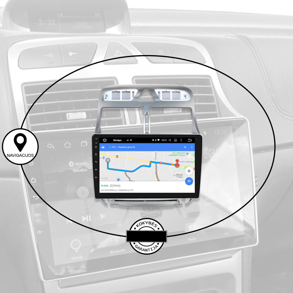 Peugeot 307 Android multimeedia tahvelarvuti 9-tolline autostereo USB/WiFi/GPS/Bluetooth hind ja info | Autoraadiod, multimeedia | kaup24.ee