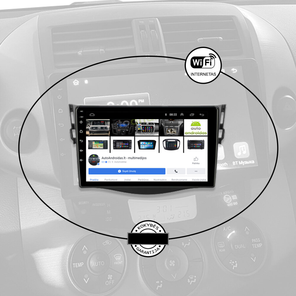 Toyota Rav4 2006-12 Androidi multimeediatahvelarvuti 9-tolline autostereo USB/WiFi/GPS/Bluetooth цена и информация | Autoraadiod, multimeedia | kaup24.ee