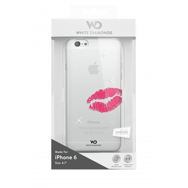 Kaitseümbris White Diamonds Lipstick Kiss Swarovsky kristallidega, sobib Apple iPhone 6 Plus telefonile, läbipaistev hind ja info | Telefoni kaaned, ümbrised | kaup24.ee