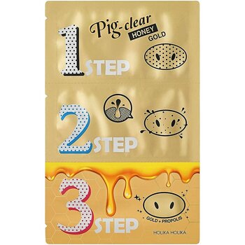 Kolmefaasilised ninapuhastusplaastrid Pig Clear Honey Gold (3 Step Kit) 15 ml hind ja info | Näomaskid, silmamaskid | kaup24.ee
