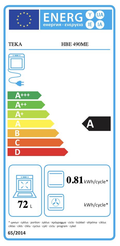 Traditsiooniline ahi Teka HBE490MEWH 72 L 2593W A цена и информация | Ahjud | kaup24.ee