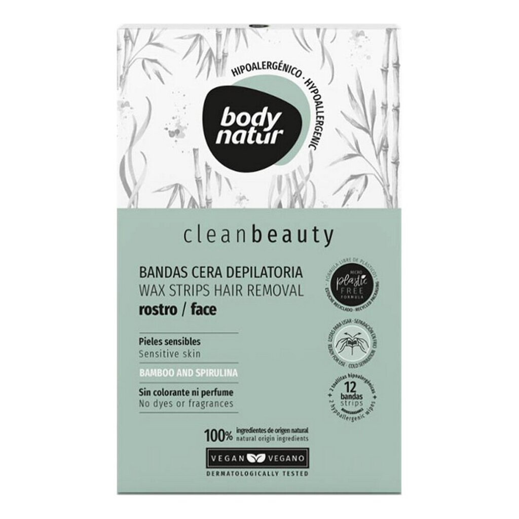 Depilatsiooniribad näole Body Natur Clean Beauty 12 tk цена и информация | Depileerimisvahendid | kaup24.ee