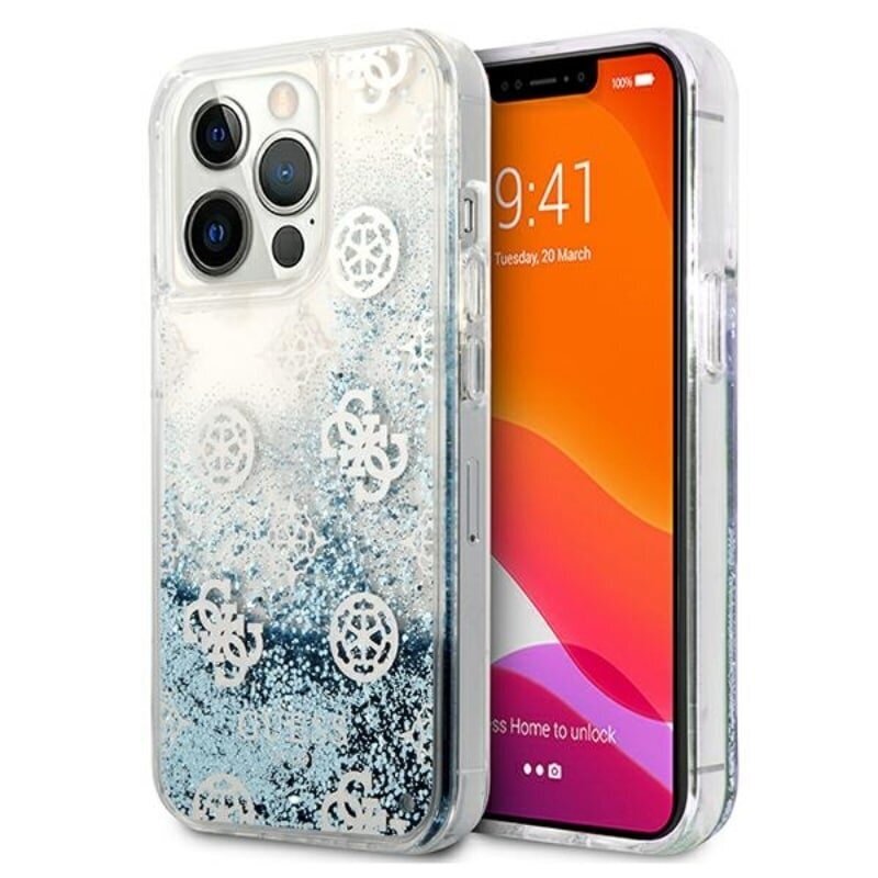 Guess Peony Liquid Glitter Case iPhone 13 Pro Max jaoks (sinine) hind ja info | Telefoni kaaned, ümbrised | kaup24.ee