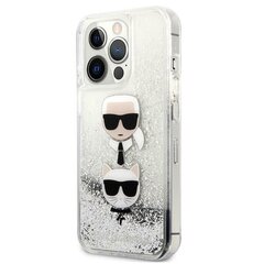 Karl Lagerfeld Liquid Glitter Karl & Choupette telefoniümbris iPhone 13 Pro jaoks (hõbe) hind ja info | Telefoni kaaned, ümbrised | kaup24.ee