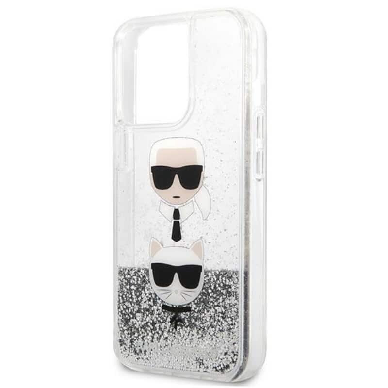 Karl Lagerfeld Liquid Glitter Karl & Choupette peaümbris iPhone 13 Pro Max jaoks (hõbe) цена и информация | Telefoni kaaned, ümbrised | kaup24.ee