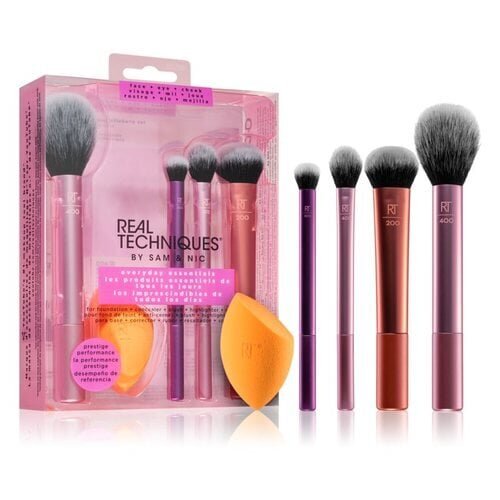 Real Techniques Everyday Essentials - Set of cosmetic brushes for face and eyes цена и информация | Meigipintslid, -käsnad | kaup24.ee