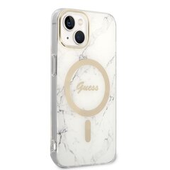 Guess Marble MagSafe Compatible Case + Wireless Charger for iPhone 14 White hind ja info | Telefoni kaaned, ümbrised | kaup24.ee