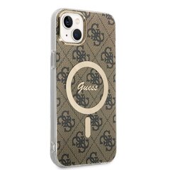 Guess 4G MagSafe Compatible Case + Wireless Charger for iPhone 14 Plus Brown hind ja info | Telefoni kaaned, ümbrised | kaup24.ee