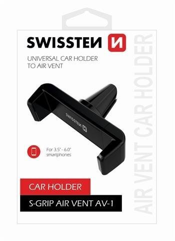 swissten autosisene mobiiltelefonihoidja (gps), s-grip av-1, must, plastmass, õhutusava, reguleeritav laius, must, mobiiltelefon цена и информация | Mobiiltelefonide hoidjad | kaup24.ee