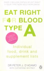 Eat Right for Blood Type A: Maximise your health with individual food, drink and supplement lists for your blood type цена и информация | Самоучители | kaup24.ee