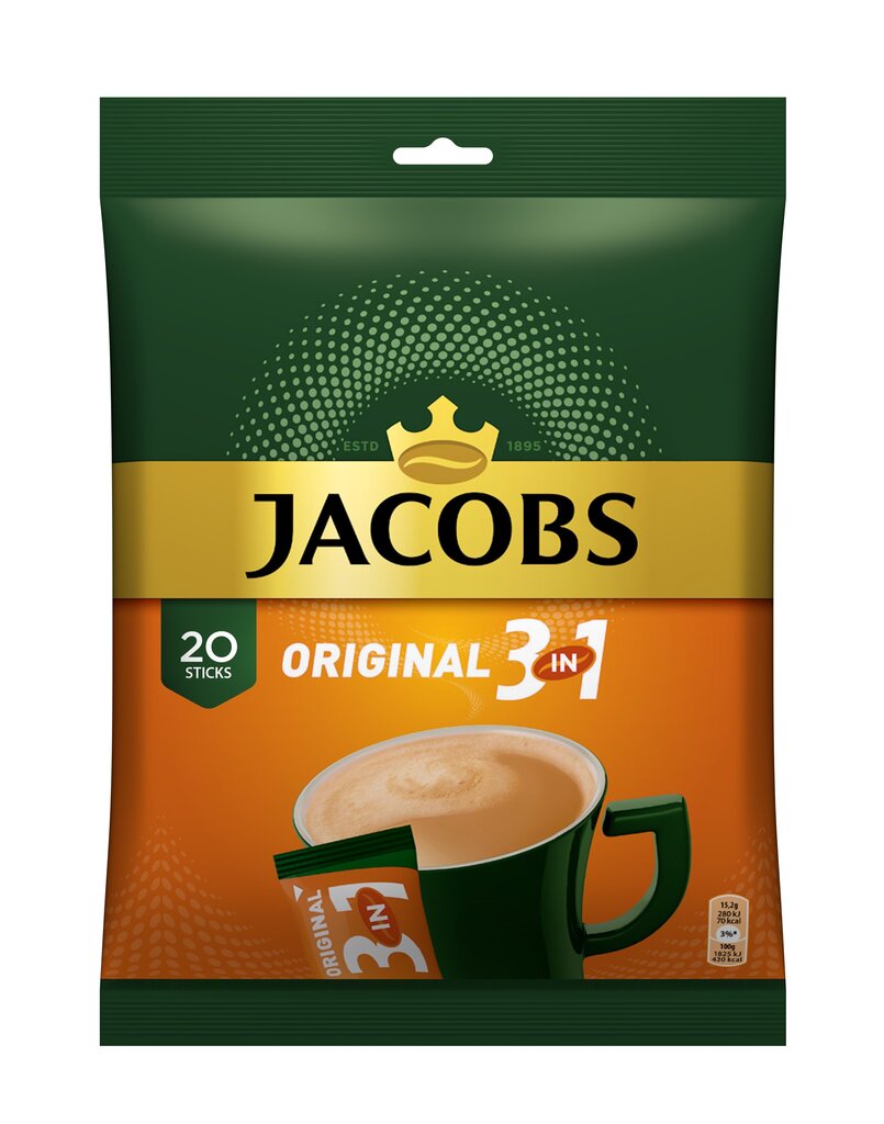 Lahustuv kohvijook JACOBS 3in1 (20 x 15,2 g), 304g hind ja info | Kohv, kakao | kaup24.ee