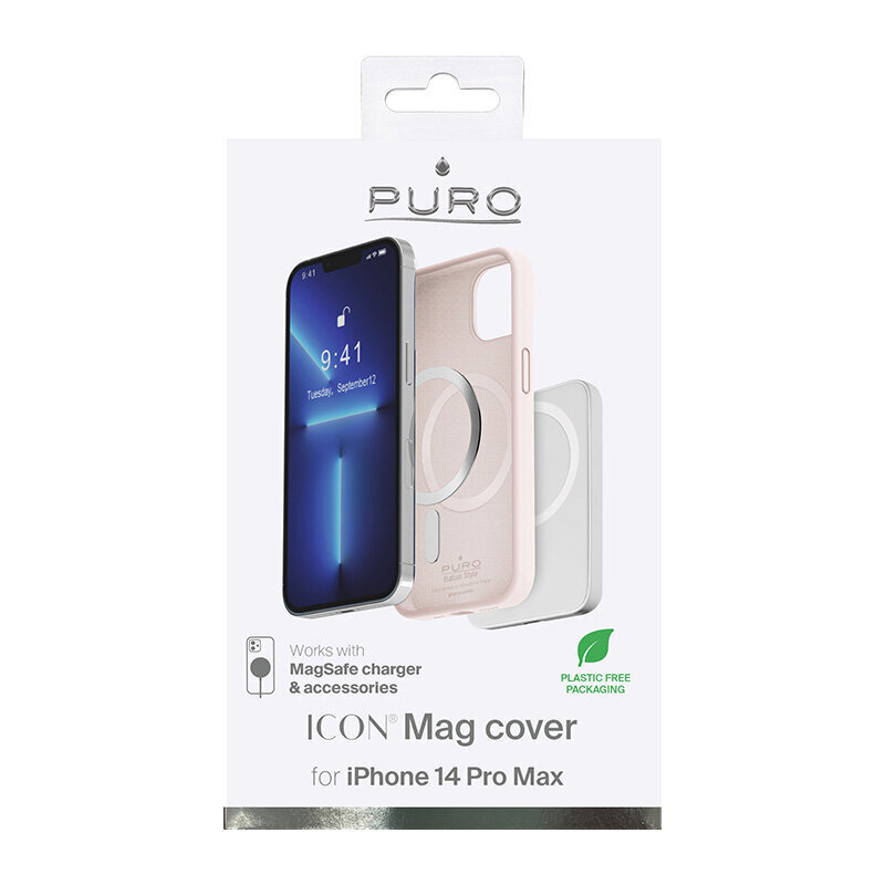 Puro Icon Mag, iPhone 14 Pro Max, magsafe, roosa / IPC14P67ICONMAGROSE hind ja info | Telefoni kaaned, ümbrised | kaup24.ee