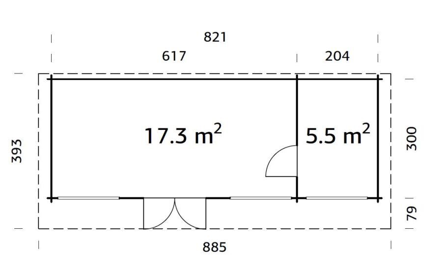 Aiamaja-kodukontor Heidy 22,8 m² 2 toaga ja 70 mm freespalgist hind ja info | Kuurid ja aiamajad | kaup24.ee