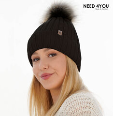 Naiste müts Need 4You, must, merino wool цена и информация | Женские шапки | kaup24.ee